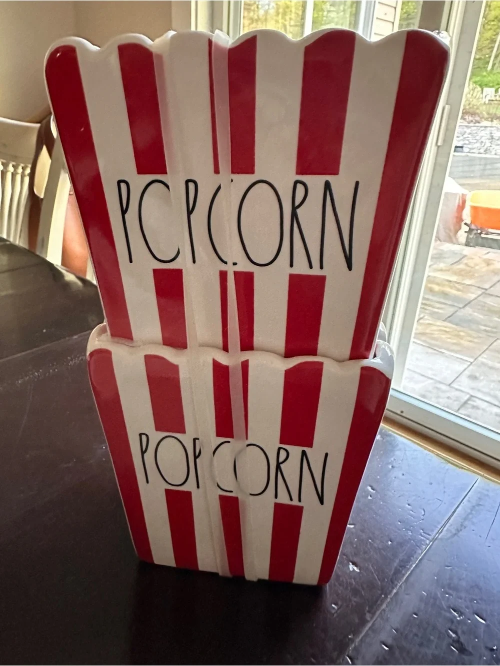 Rae Dunn Red and White Striped Ceramic Popcorn Holders